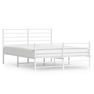 Metalowa rama łóżka z wezgłowiem i zanóżkiem biała 120×190 458567 Metalowa rama łóżka z wezgłowiem i zanóżkiem biała 120×190 458567