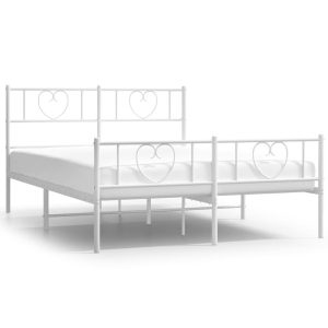 Metalowa rama łóżka z wezgłowiem i zanóżkiem biała 120×190 458606 Metalowa rama łóżka z wezgłowiem i zanóżkiem biała 120×190 458606