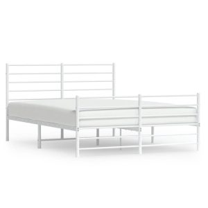 Metalowa rama łóżka z wezgłowiem i zanóżkiem, biała, 120×200 433328 Metalowa rama łóżka z wezgłowiem i zanóżkiem, biała, 120×200 433328