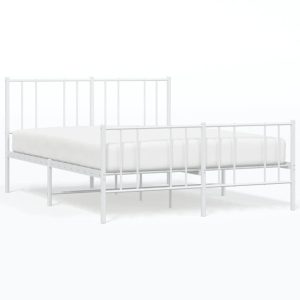 Metalowa rama łóżka z wezgłowiem i zanóżkiem, biała, 120×200 435740 Metalowa rama łóżka z wezgłowiem i zanóżkiem, biała, 120×200 435740