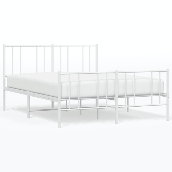 Metalowa rama łóżka z wezgłowiem i zanóżkiem biała 135x190 435631