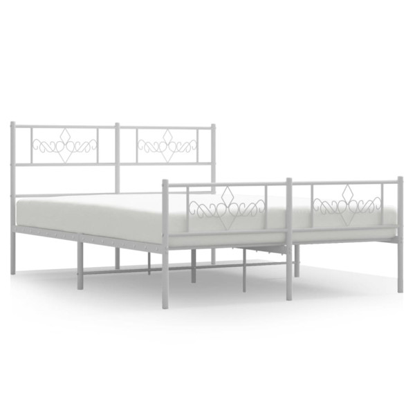 Metalowa rama łóżka z wezgłowiem i zanóżkiem biała 135x190 458870