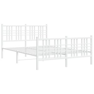 Metalowa rama łóżka z wezgłowiem i zanóżkiem biała 140×190 435745 Metalowa rama łóżka z wezgłowiem i zanóżkiem biała 140×190 435745