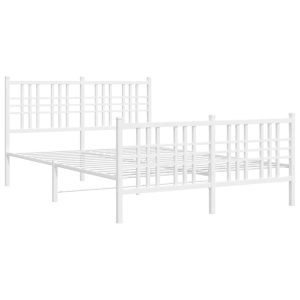 Metalowa rama łóżka z wezgłowiem i zanóżkiem biała 140×200 435744 Metalowa rama łóżka z wezgłowiem i zanóżkiem biała 140×200 435744