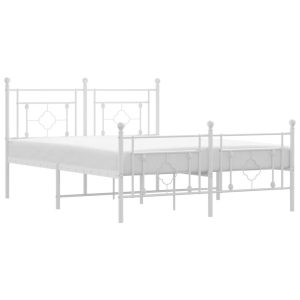 Metalowa rama łóżka z wezgłowiem i zanóżkiem biała 140×200 435857 Metalowa rama łóżka z wezgłowiem i zanóżkiem biała 140×200 435857