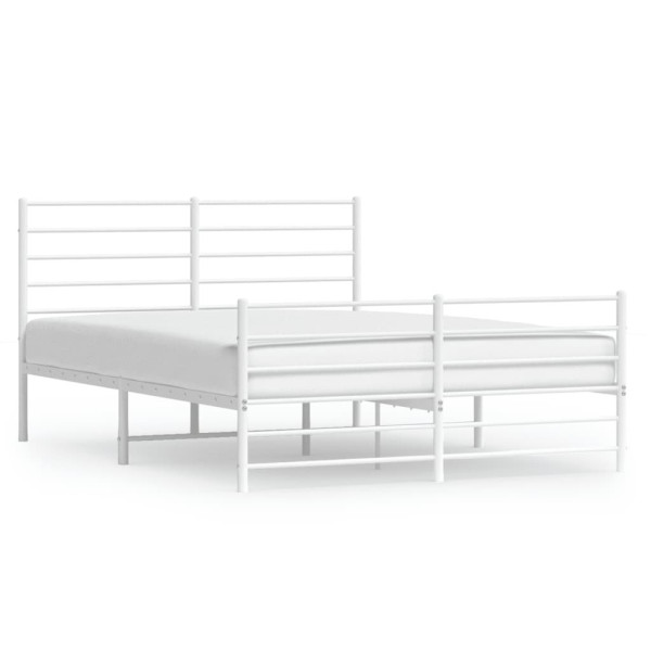 Metalowa rama łóżka z wezgłowiem i zanóżkiem biała 150x200 458878