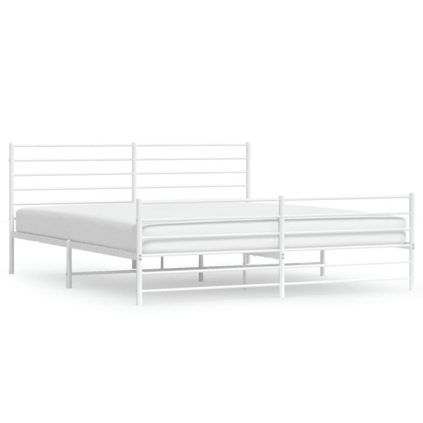 Metalowa rama łóżka z wezgłowiem i zanóżkiem biała 183x213 458550