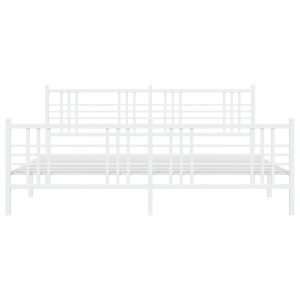 Metalowa rama łóżka z wezgłowiem i zanóżkiem biała 183×213 435654 Metalowa rama łóżka z wezgłowiem i zanóżkiem biała 183×213 435654