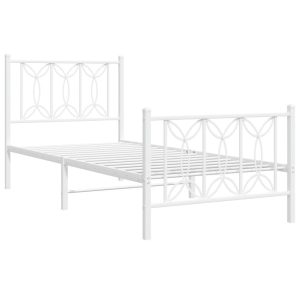 Metalowa rama łóżka z wezgłowiem i zanóżkiem biała 80×200 cm 434288 Metalowa rama łóżka z wezgłowiem i zanóżkiem biała 80×200 cm 434288