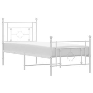 Metalowa rama łóżka z wezgłowiem i zanóżkiem biała 80×200 cm 435705 Metalowa rama łóżka z wezgłowiem i zanóżkiem biała 80×200 cm 435705