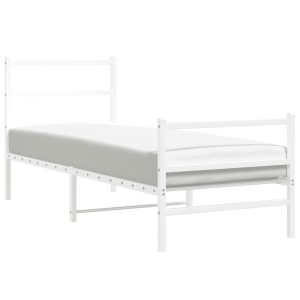 Metalowa rama łóżka z wezgłowiem i zanóżkiem biała 80×200 cm 459270 Metalowa rama łóżka z wezgłowiem i zanóżkiem biała 80×200 cm 459270