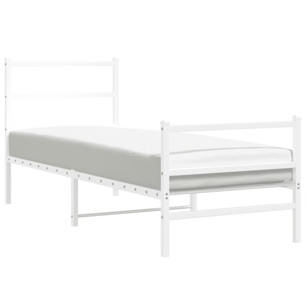 Metalowa rama łóżka z wezgłowiem i zanóżkiem biała 80x200 cm 459270