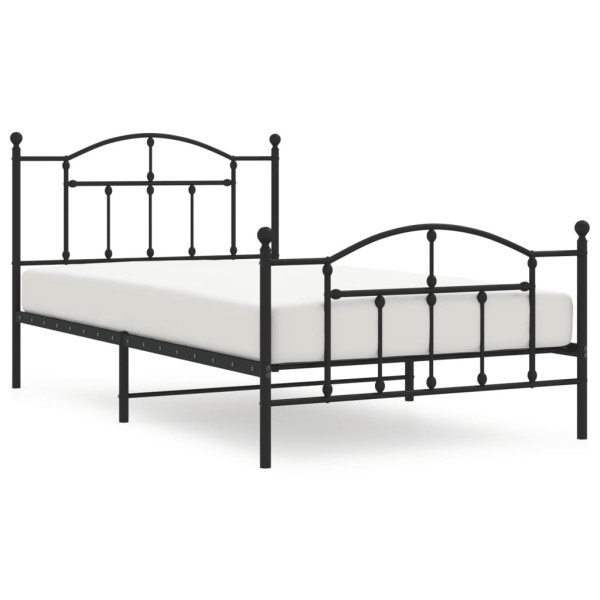 Metalowa rama łóżka z wezgłowiem i zanóżkiem czarna 107x203 433990