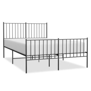 Metalowa rama łóżka z wezgłowiem i zanóżkiem czarna 120×190 458760 Metalowa rama łóżka z wezgłowiem i zanóżkiem czarna 120×190 458760