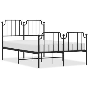 Metalowa rama łóżka z wezgłowiem i zanóżkiem czarna 120×200 458598 Metalowa rama łóżka z wezgłowiem i zanóżkiem czarna 120×200 458598