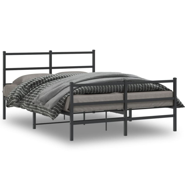 Metalowa rama łóżka z wezgłowiem i zanóżkiem czarna 135x190 459289