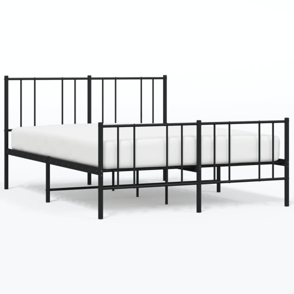 Metalowa rama łóżka z wezgłowiem i zanóżkiem czarna 135x190 435903