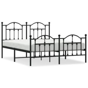 Metalowa rama łóżka z wezgłowiem i zanóżkiem czarna 135×190 434011 Metalowa rama łóżka z wezgłowiem i zanóżkiem czarna 135×190 434011