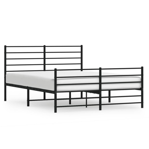 Metalowa rama łóżka z wezgłowiem i zanóżkiem czarna 135x190 458658