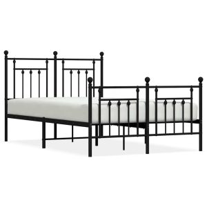 Metalowa rama łóżka z wezgłowiem i zanóżkiem czarna 135x190cm 824807