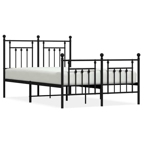 Metalowa rama łóżka z wezgłowiem i zanóżkiem czarna 135x190cm 824807