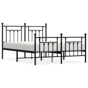 Metalowa rama łóżka z wezgłowiem i zanóżkiem, czarna 140×190 435090 Metalowa rama łóżka z wezgłowiem i zanóżkiem, czarna 140×190 435090