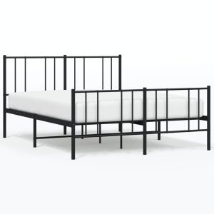 Metalowa rama łóżka z wezgłowiem i zanóżkiem czarna 150×200 435832 Metalowa rama łóżka z wezgłowiem i zanóżkiem czarna 150×200 435832