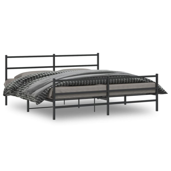 Metalowa rama łóżka z wezgłowiem i zanóżkiem czarna 183x213 459181