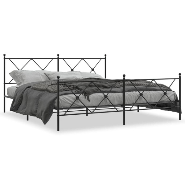 Metalowa rama łóżka z wezgłowiem i zanóżkiem czarna 183x213 459217