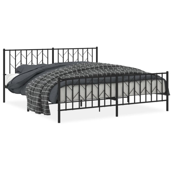 Metalowa rama łóżka z wezgłowiem i zanóżkiem czarna 183x213 459274