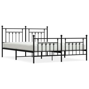 Metalowa rama łóżka z wezgłowiem i zanóżkiem czarna 183×213 435151 Metalowa rama łóżka z wezgłowiem i zanóżkiem czarna 183×213 435151
