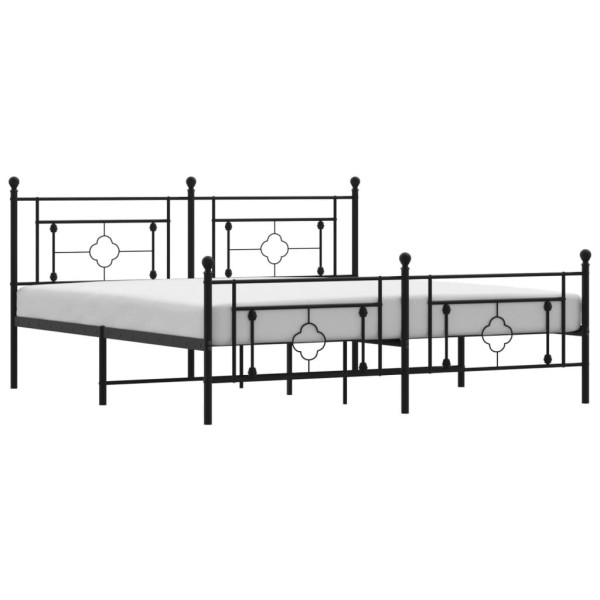 Metalowa rama łóżka z wezgłowiem i zanóżkiem czarna 183x213 435646