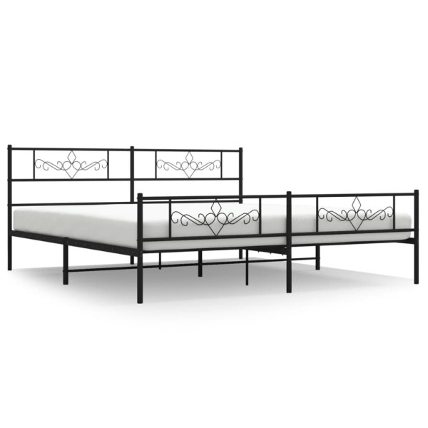 Metalowa rama łóżka z wezgłowiem i zanóżkiem czarna 183x213 458709