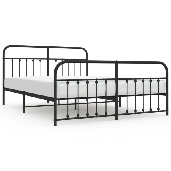 Metalowa rama łóżka z wezgłowiem i zanóżkiem czarna 183x213 458816
