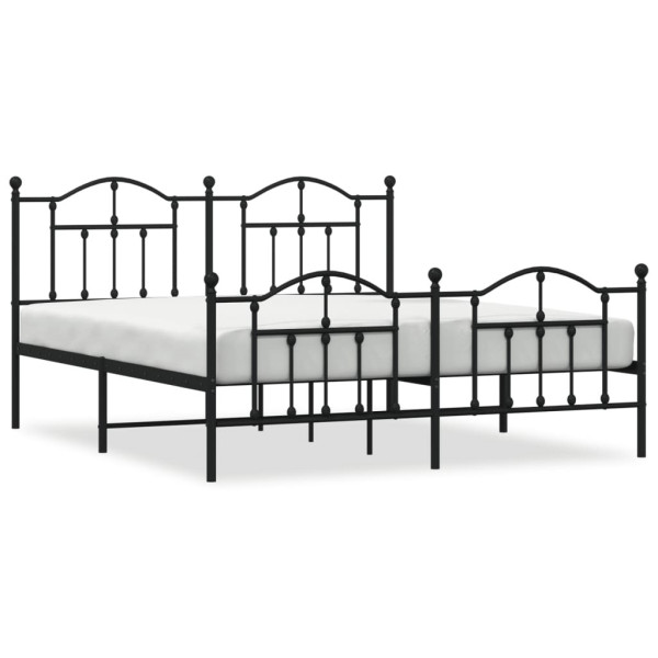 Metalowa rama łóżka z wezgłowiem i zanóżkiem czarna 183x213 433994