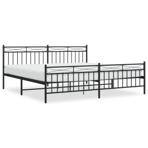 Metalowa rama łóżka z wezgłowiem i zanóżkiem czarna 193×203 434660 Metalowa rama łóżka z wezgłowiem i zanóżkiem czarna 193×203 434660