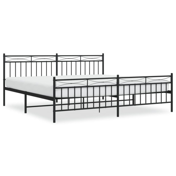 Metalowa rama łóżka z wezgłowiem i zanóżkiem czarna 193x203 434660