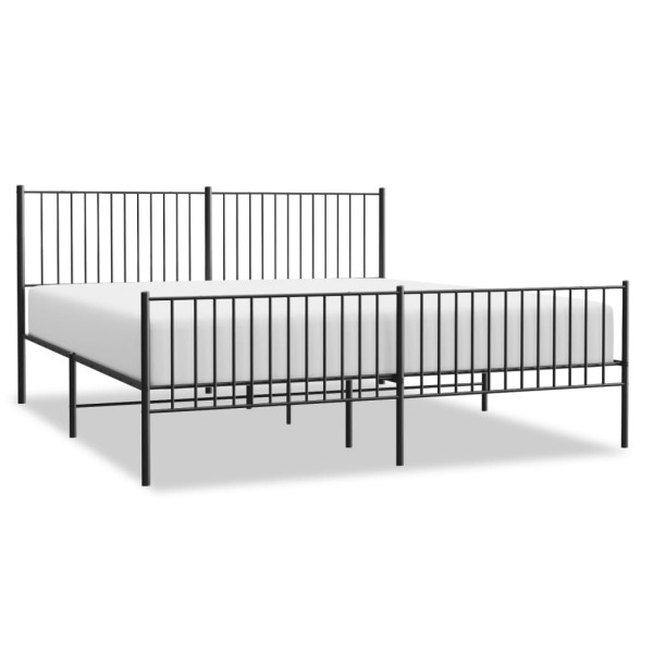 Metalowa rama łóżka z wezgłowiem i zanóżkiem czarna 193x203 458778