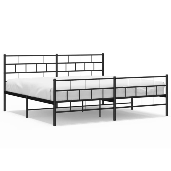 Metalowa rama łóżka z wezgłowiem i zanóżkiem czarna 193x203 459295