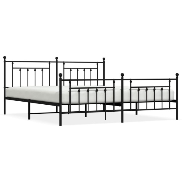 Metalowa rama łóżka z wezgłowiem i zanóżkiem czarna 193x203 435346