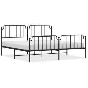 Metalowa rama łóżka z wezgłowiem i zanóżkiem czarna 193×203 458635 Metalowa rama łóżka z wezgłowiem i zanóżkiem czarna 193×203 458635