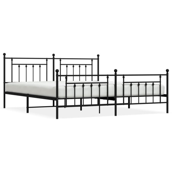 Metalowa rama łóżka z wezgłowiem i zanóżkiem czarna 200x200 435268