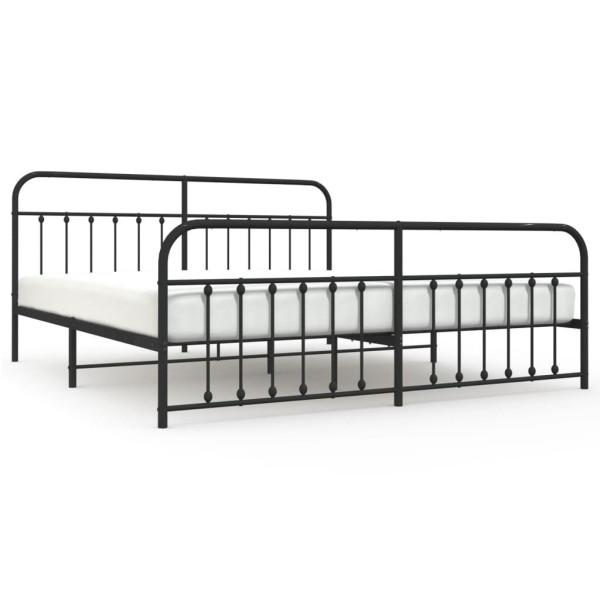 Metalowa rama łóżka z wezgłowiem i zanóżkiem czarna 200x200 458738