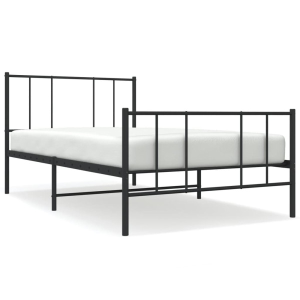 Metalowa rama łóżka z wezgłowiem i zanóżkiem czarna 75x190 435917