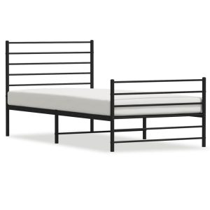 Metalowa rama łóżka z wezgłowiem i zanóżkiem czarna 80×200 458411 Metalowa rama łóżka z wezgłowiem i zanóżkiem czarna 80×200 458411