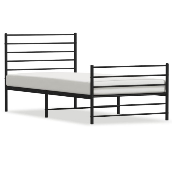 Metalowa rama łóżka z wezgłowiem i zanóżkiem czarna 80x200 458411
