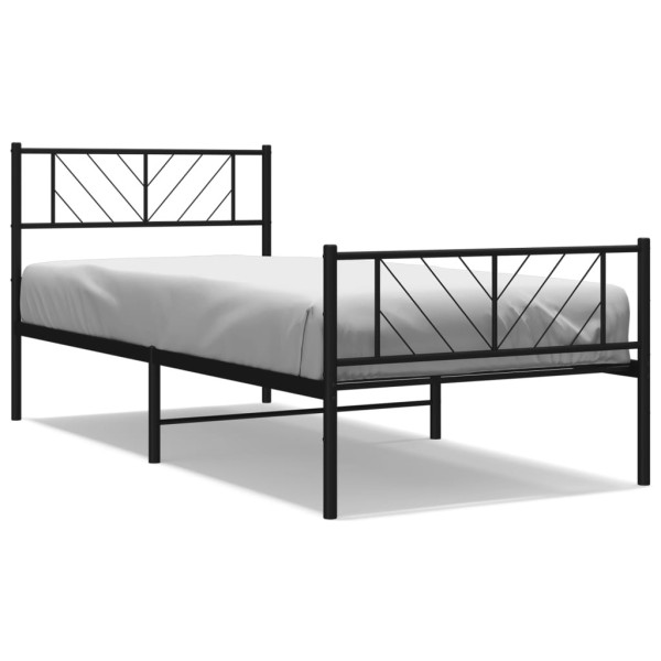 Metalowa rama łóżka z wezgłowiem i zanóżkiem czarna 80x200 458741