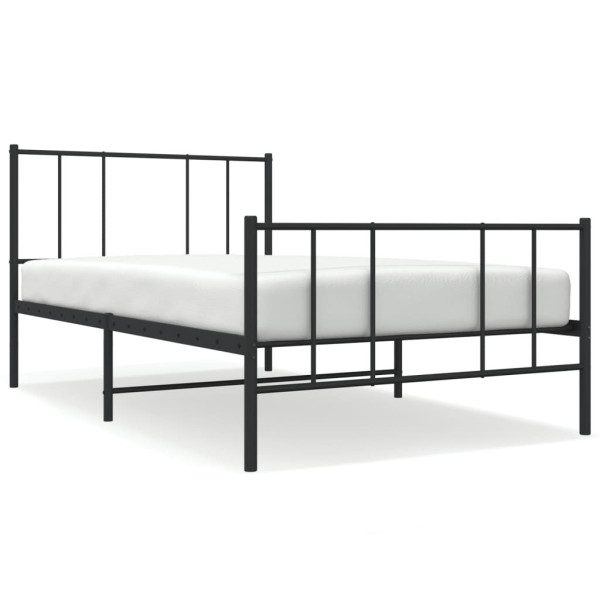 Metalowa rama łóżka z wezgłowiem i zanóżkiem czarna 90x190 435627