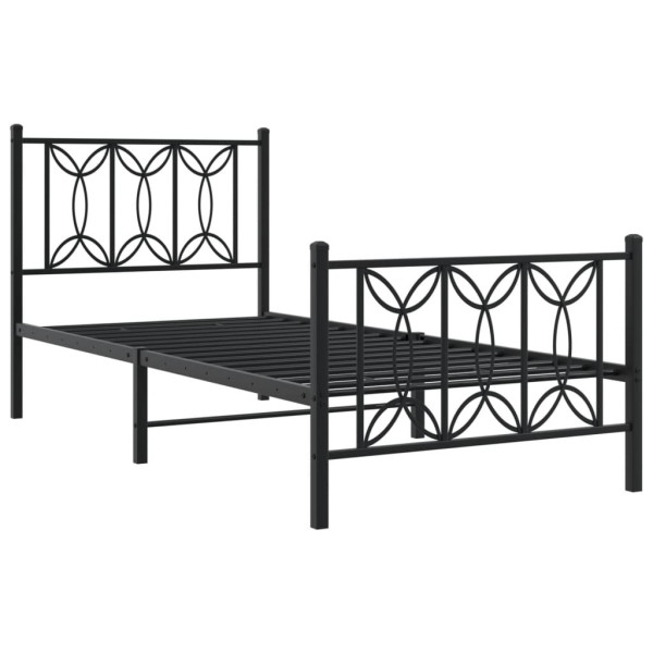 Metalowa rama łóżka z wezgłowiem i zanóżkiem czarna 90x200 434282