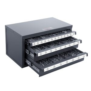 Metalowa szafka na wiertła – 3 szuflady 29 przegródek 963693 Metalowa szafka na wiertła – 3 szuflady 29 przegródek 963693